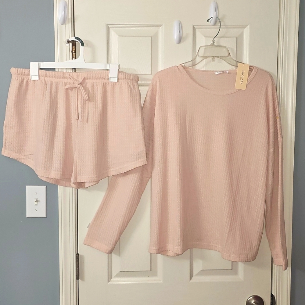 Pajamas Sets Peach Loungewear Elegant Wear Vacation ResortWear - Picture 1 of 13